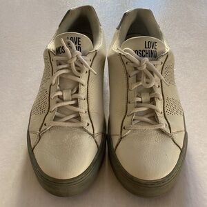 Love Moschino Men's White Leather Sneakers Size 42